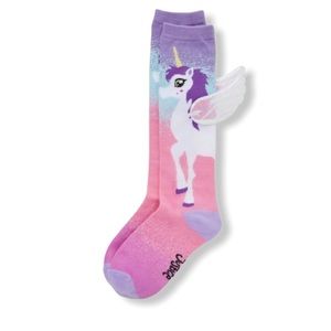 Girls Unicorn Knee High Socks with Wings